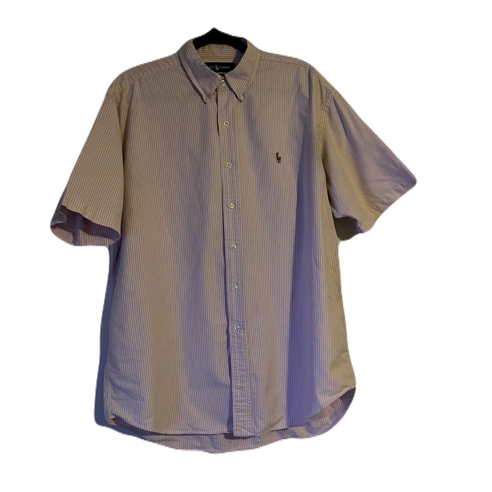 Ralph Lauren Men's Pink Striped Button Down Shirt Size Large 100% Cotton
